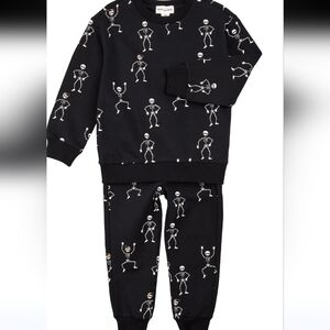 Miles The Label Black Skeleton Print Sweatshirt and Pants Set Various Sizes